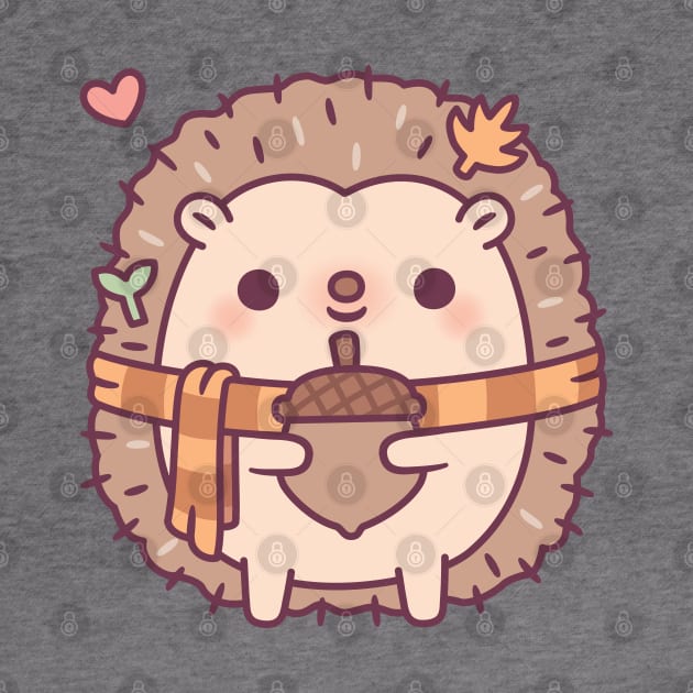 Cute Little Hedgehog Holding An Acorn Autumn by rustydoodle